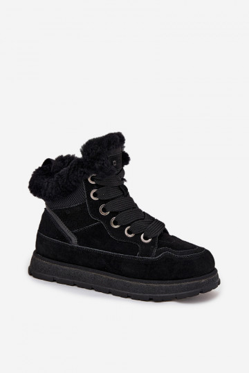 Moteriški zomšiniai sniego batai su platforma ir kailiu „Big Star SS274369“ juodi 2