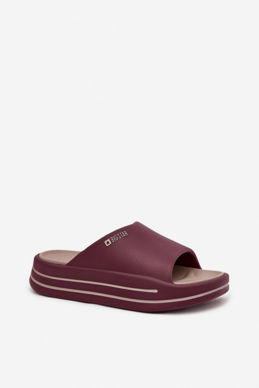 Moteriškos platforminės šlepetės Big Star SS274425 Burgundijos spalvos