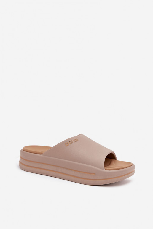 Moteriškos platforminės šlepetės Big Star SS274424 tamsiai smėlio spalvos