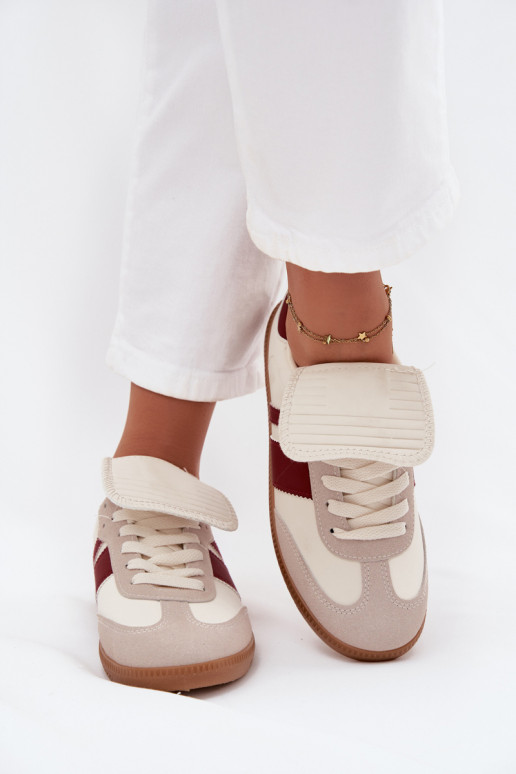 Ardira Burgundiškos moteriškos sportbačiai žema pakulne su atlenkiamu liežuvėliu