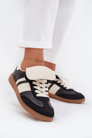 Ardira moteriški žemapadžiai sportbačiai su užlenktu liežuvėliu, juodi