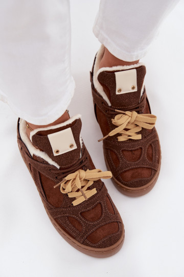 Moteriški sportbačiai su kailiu ir platforma rudos spalvos „Solvia“