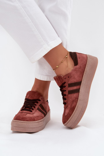 Zazoo N1068S2 moteriški zomšiniai sportbačiai su platforma, rudi