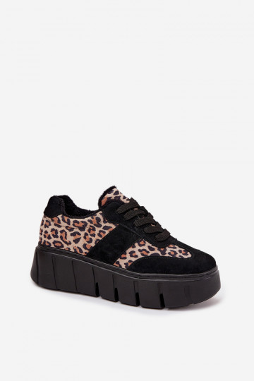 Moteriški zomšiniai sportbačiai su izoliacija ant masyvios platformos Vinceza 66841 Panther Black 2