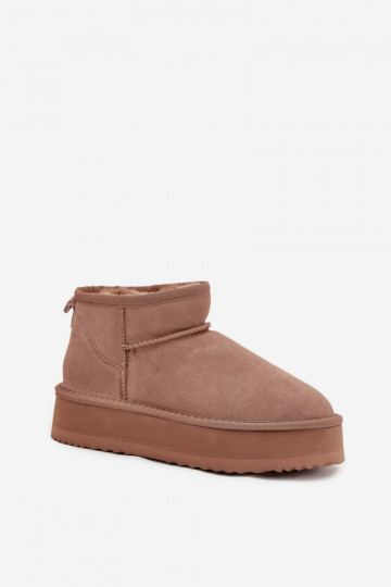 Vinceza 97962 smėlio spalvos zomšiniai moteriški sniego batai su platforma 2