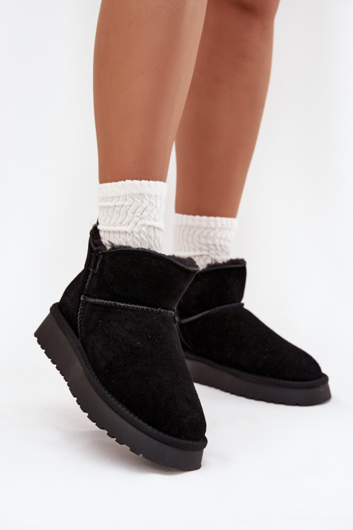 Vinceza 97961 natūralios zomšos su kailio pamušalu sniego batai juodi