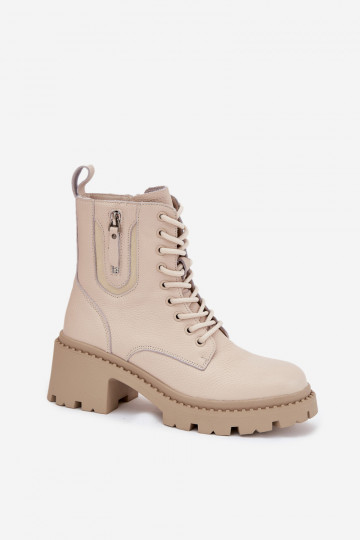 Vinceza 86418 smėlio spalvos odiniai aulinukai su kulnu 2