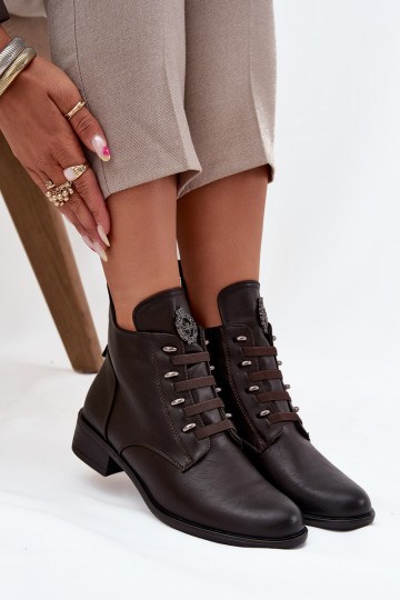 „Nevalia“ rudi žemo ūgio aulinukai su užtrauktuku ir dekoracijomis