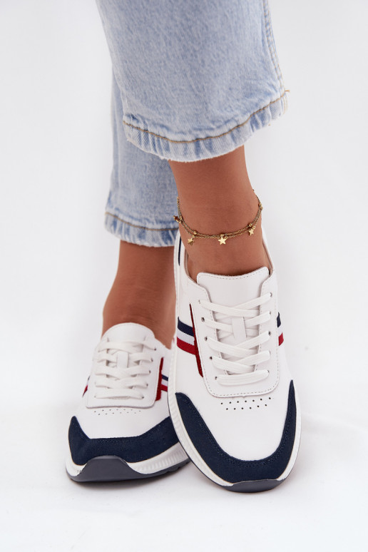 Lorvessa moteriški odiniai sportiniai bateliai, balti ir tamsiai mėlyni