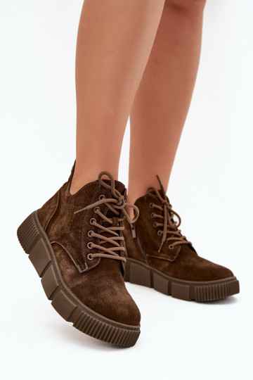 „Big Star SS274595“ rudi zomšiniai žemi platforminiai aulinukai iki kulkšnių