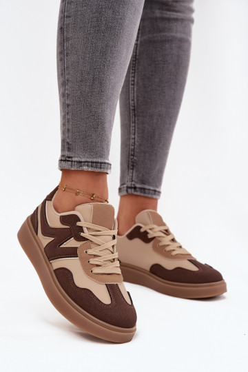 Moteriški žemakulniai sportbačiai iš eko odos, rudi „Givelle“