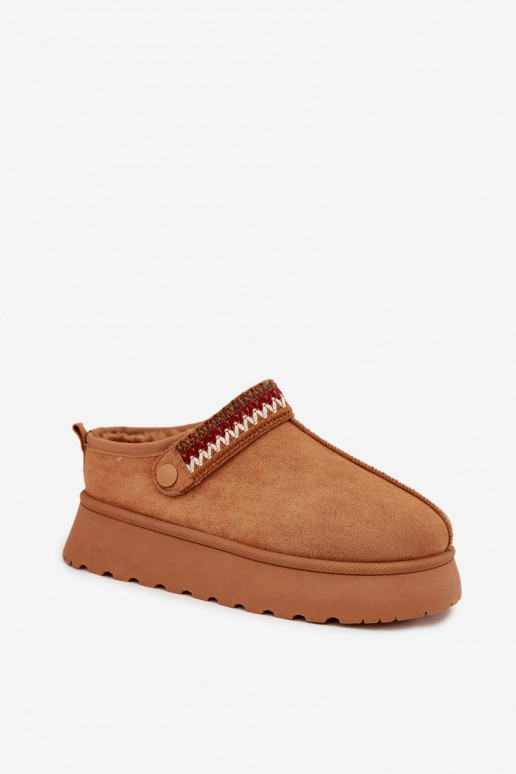 Moteriški žemakulniai sniego batai su judančiu dirželiu ir siuvinėta Camel Lyrisse platforma