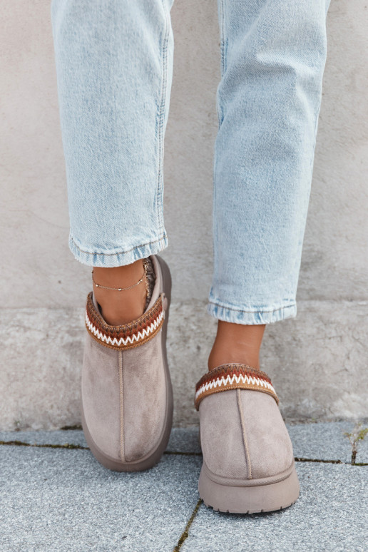 „Lyrisse“ moteriški žemakulniai sniego batai su judančiu dirželiu ir siuvinėta platforma, tamsiai smėlio spalvos