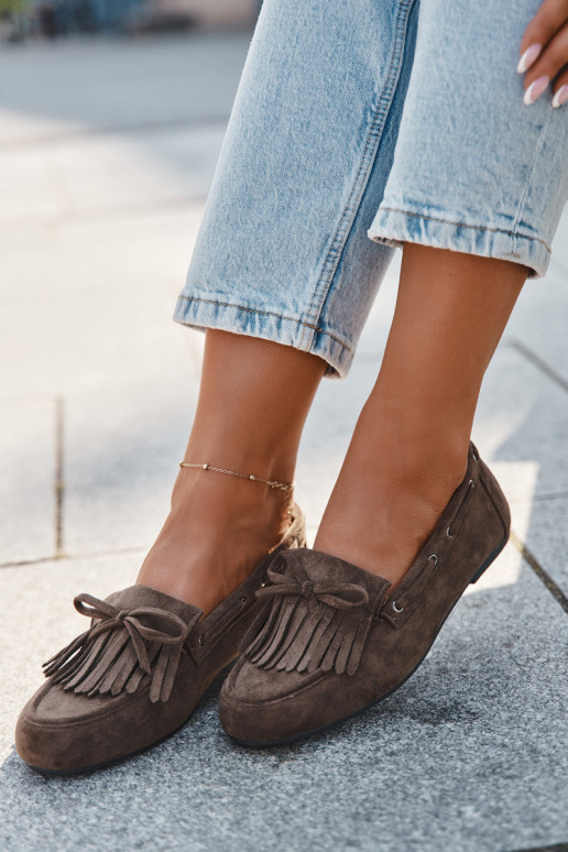 Moteriški mokasinai su kutais ir kaspinu tamsiai žali Olivianne