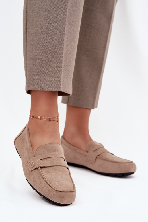 Roseline moteriški plokščiapadžiai smėlio spalvos mokasinai loaferiai