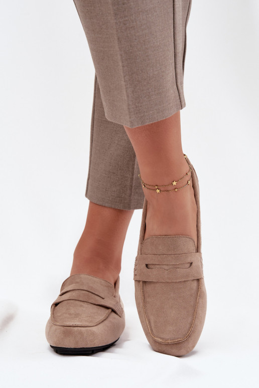 Roseline moteriški plokščiapadžiai smėlio spalvos mokasinai loaferiai