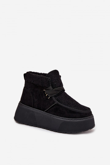 Moteriški sniego batai su platforma ir kailiu, juodi Florivelle 2