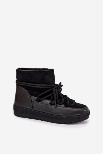 Moteriški sniego batai su raišteliais juodi Rebekah 2