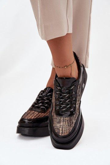 Artiker 57C2044 juodi moteriški odiniai bateliai su raišteliais