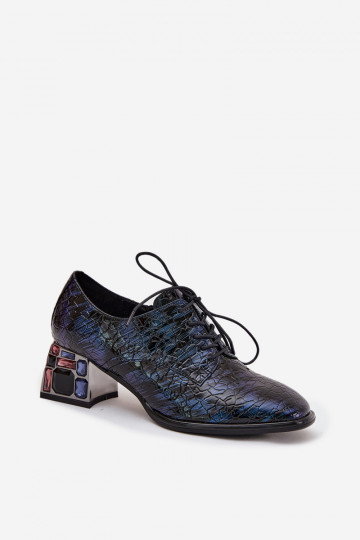 Artiker 55C0428 tamsiai mėlyni lakuotos odos moteriški aukštakulniai bateliai su kristalais 2