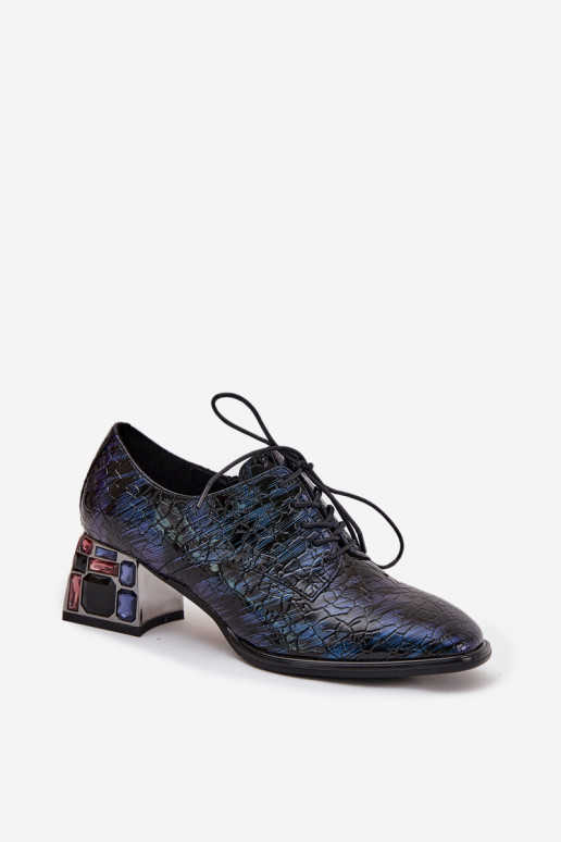 Artiker 55C0428 tamsiai mėlyni lakuotos odos moteriški aukštakulniai bateliai su kristalais