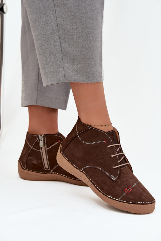 Artiker 57C2117 rudi moteriški odiniai žemakulniai bateliai su užtrauktuku