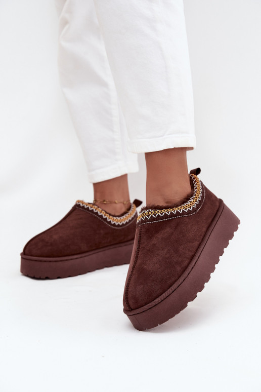 „Taliah Chocolate“ moteriški žemi sniego batai su siuvinėjimu