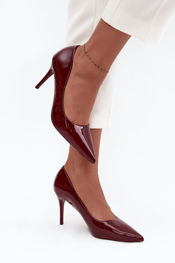 Jadira Burgundiško vyno lakuotos odos smailiomis nosimis moteriški aukštakulniai