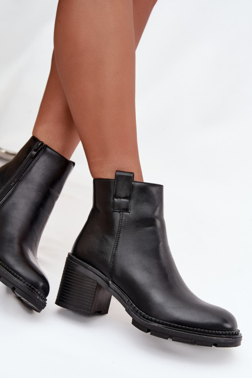 „Alvena“ juodi moteriški aulinukai iki kulkšnių iš eko odos su aukštakulniais