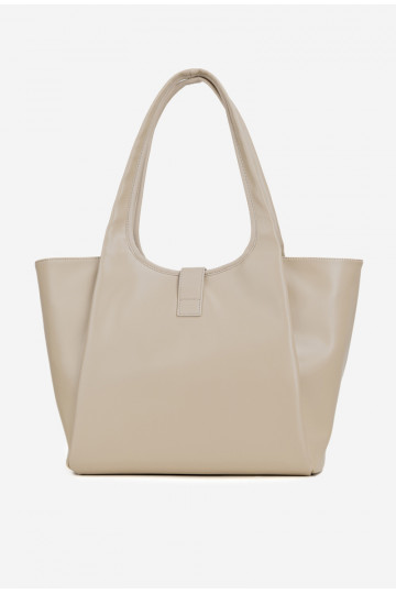 NOBO BAG6010-015 šviesiai smėlio spalvos pirkinių krepšys su sagtimi