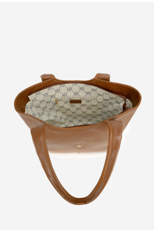 NOBO BAG6010-017 šviesiai rudas pirkinių krepšys su sagtimi