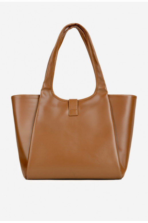 NOBO BAG6010-017 šviesiai rudas pirkinių krepšys su sagtimi