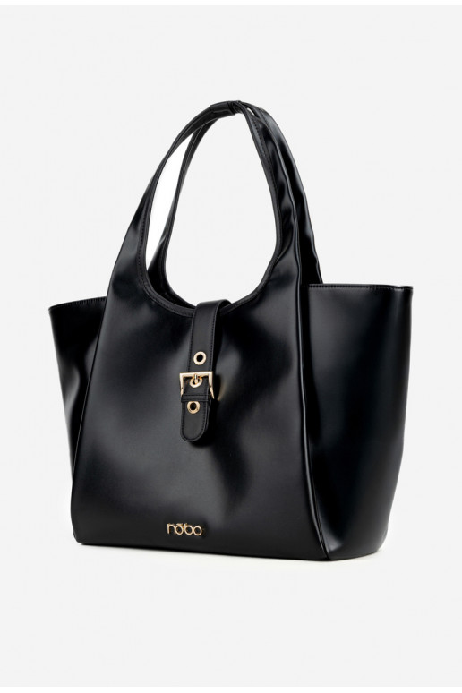 NOBO BAG6010-020 juodas pirkinių krepšys su sagtimi