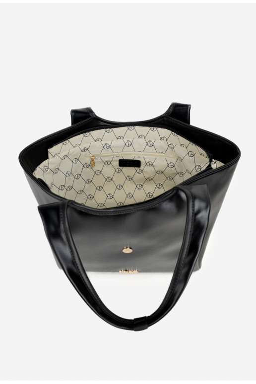 NOBO BAG6010-020 juodas pirkinių krepšys su sagtimi