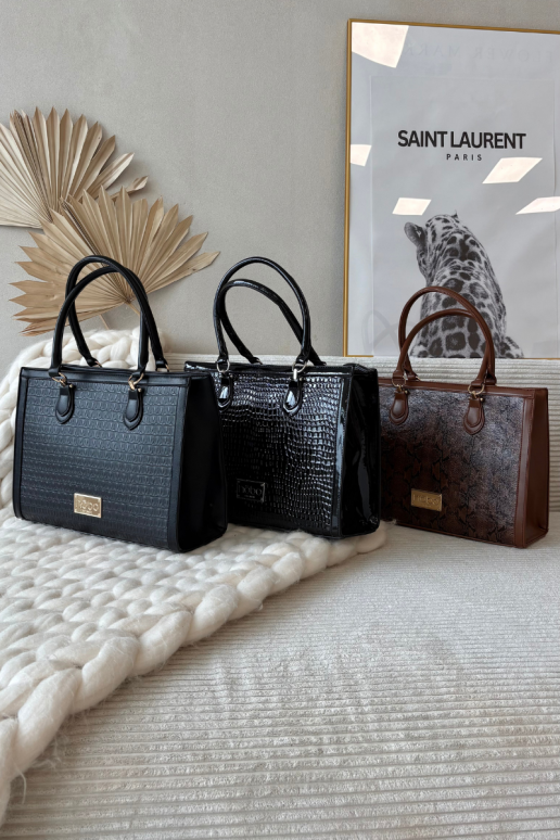 NOBO BAG6150-020 reljefinio rašto krepšys, juodas