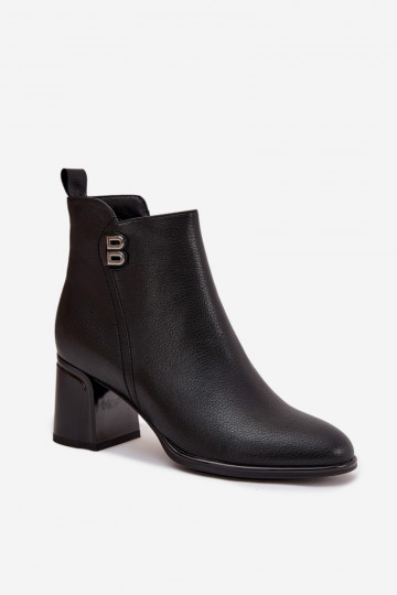 „Jovelle“ juodi izoliuoti moteriški aulinukai iki kulkšnių iš natūralios odos su aukštu kulnu 2