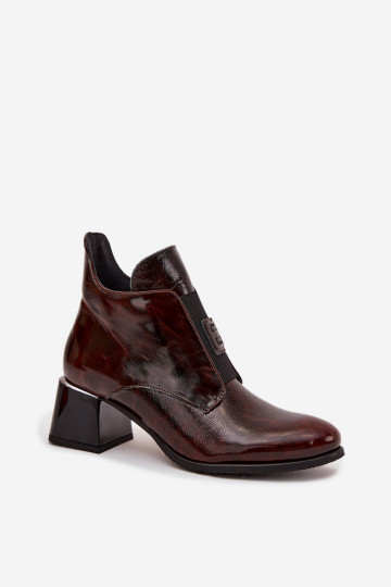 „Zazoo 60560“ tamsiai rudi lakuotos odos aulinukai su dekoratyvinėmis detalėmis 2