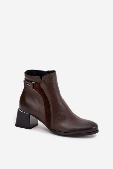 „Zazoo 60563“ šokolado spalvos izoliuoti odiniai aukštakulniai aulinukai iki kulkšnių 2