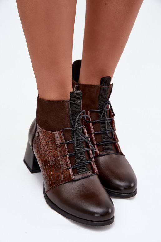 „Zazoo 60503“ šokolado spalvos odiniai aulinukai su kulniukais