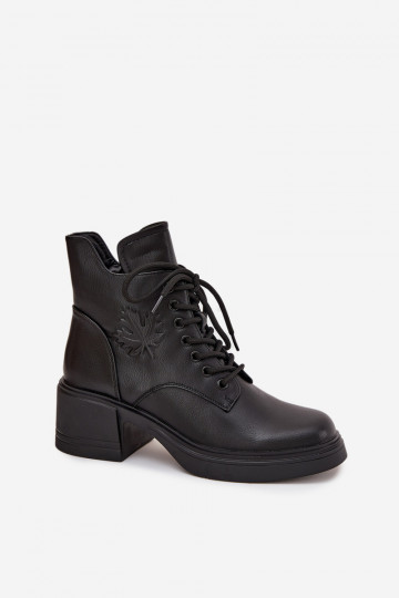 Vinceza 39950 moteriški odiniai aulinukai iki kulkšnių su izoliuotu blokiniu kulnu, juodi 2