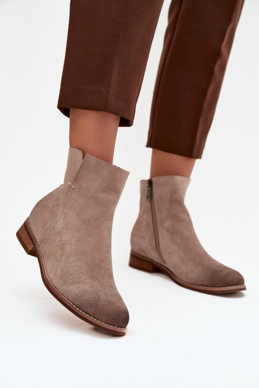 Vinceza 39961 smėlio spalvos moteriški plokščiapadžiai aulinukai iki kulkšnių