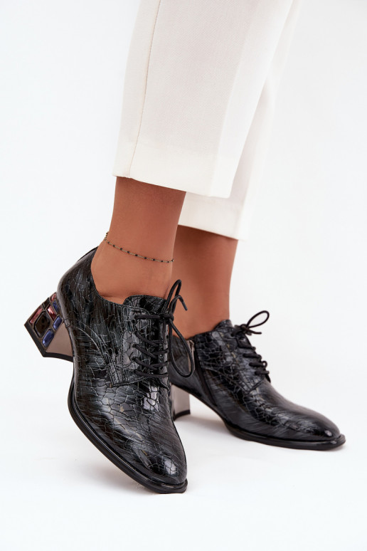 Artiker 57C0072 moteriški lakuotos odos aukštakulniai bateliai su kristalais, pilkos spalvos