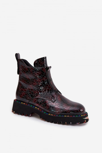 Artiker 57C0165 bordo spalvos lakuotos odos moteriški aulinukai iki kulkšnių 2