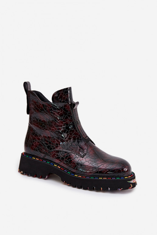 Artiker 57C0165 bordo spalvos lakuotos odos moteriški aulinukai iki kulkšnių