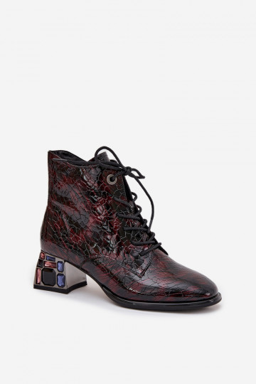 Artiker 57C0130 bordo spalvos lakuotos odos aukštakulniai aulinukai su kristalais 2