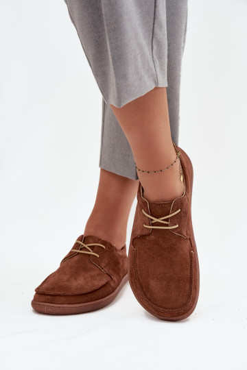 „Zazoo 327“ moteriški basi bateliai iš natūralios zomšos, rudi