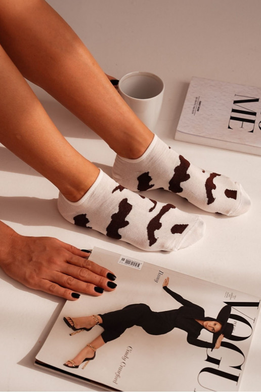 Moteriškos kojinės iki kulkšnių su ekru raštais