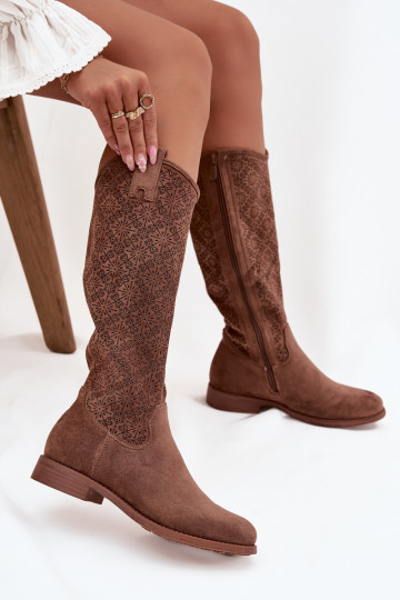 Moteriški ažūriniai plokščiapadžiai aulinukai S.Barski HY52-534 rudi