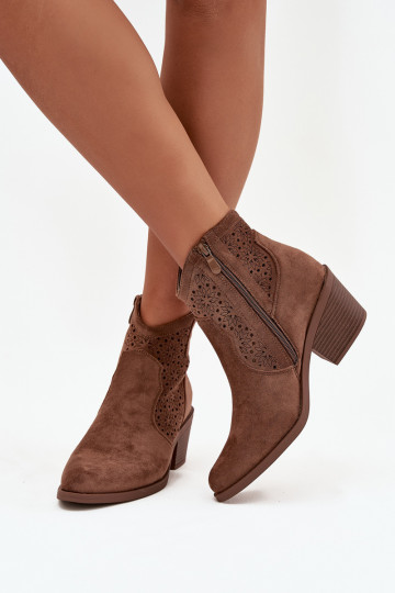 Moteriški ažūriniai aukštakulniai aulinukai S.Barski HY52-529 rudi