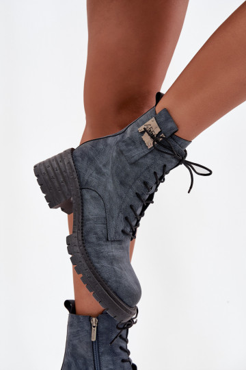 Moteriški odiniai aulinukai iki kulkšnių su dekoratyvinėmis detalėmis Artiker 57C0212 mėlyni